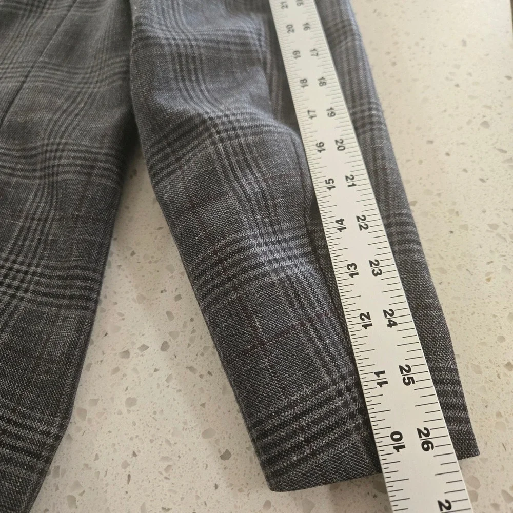 Hickey Freeman Blazer Mens 52R Grey Plaid Wool Silk Linen Classic Fit Sport Coat